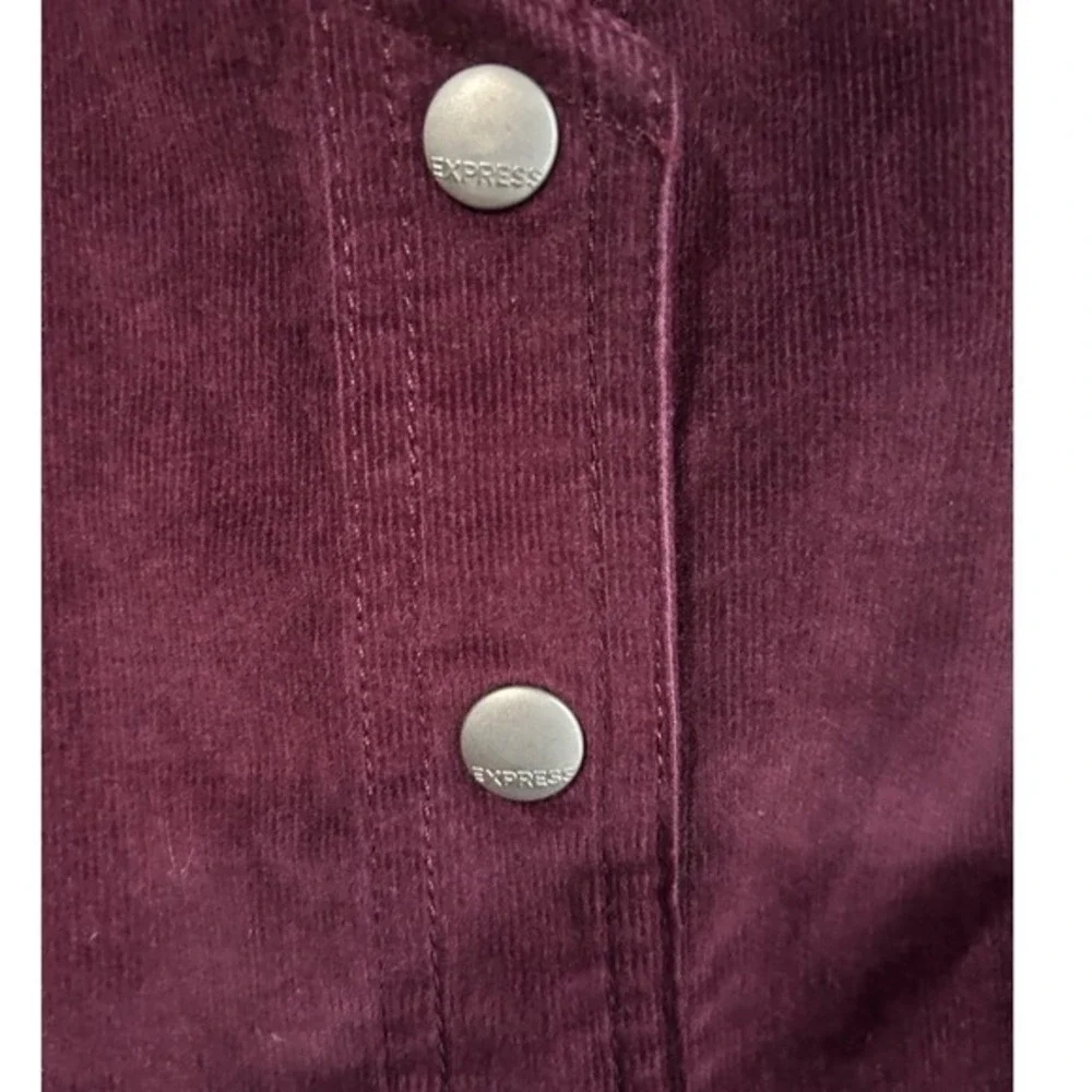 EXPRESS Women Medium Corduroy Button Front Pinafore Burgundy Dress ‎ Retro 70s - Picture 3 of 7